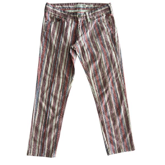 Isabel Marant Étoile Chevron Striped Multicolor Skinny Jeans Pants FR 38- US 6 - Picture 1 of 10